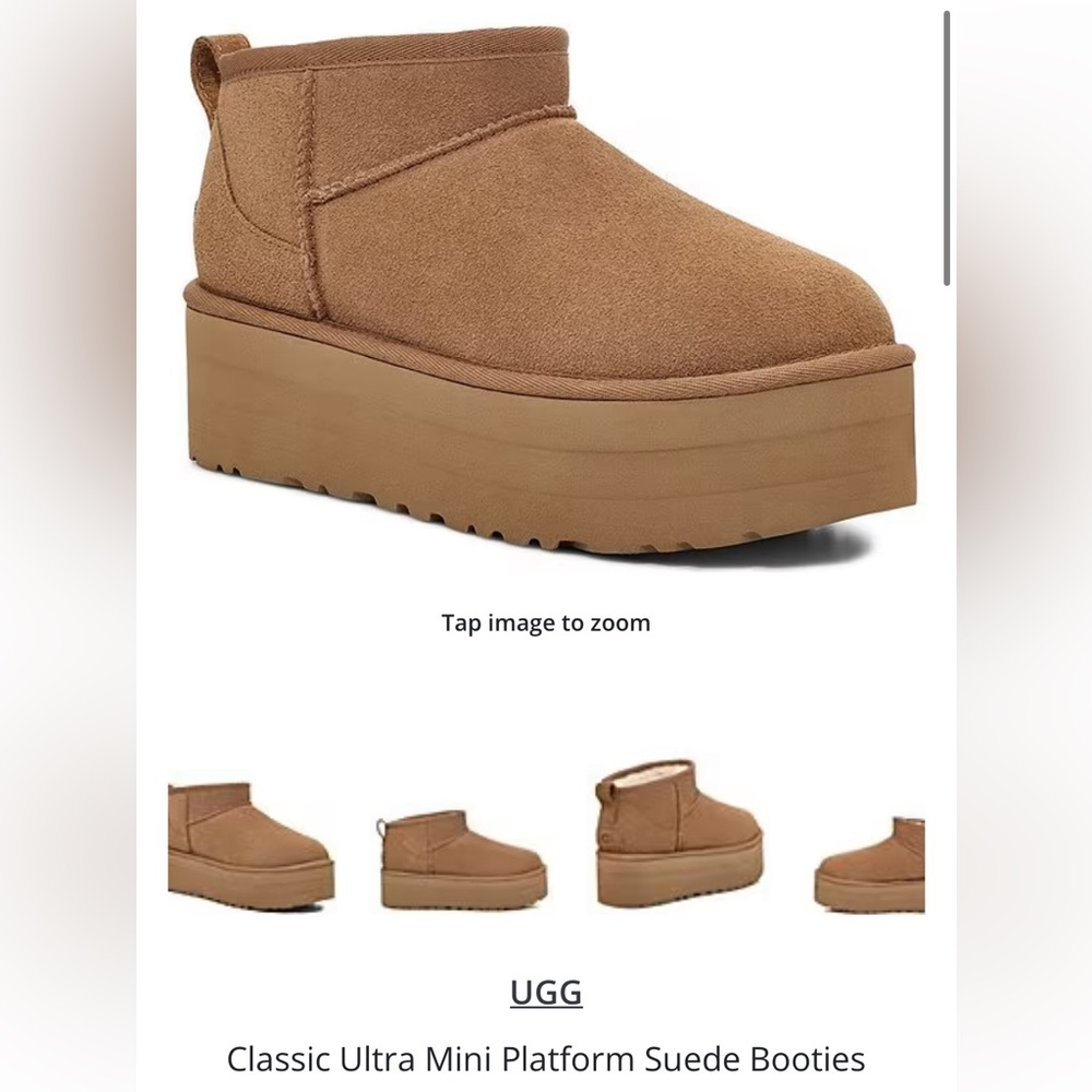 Classic Ultra Mini Platform Suede Booties Chestnut